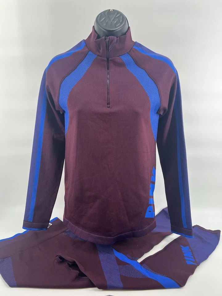 Victoria's Secret розовый 1/4 молнии пуловер куртка маленький/леггинсы XS 2-шт классный удобный - Изображение 4 из 4