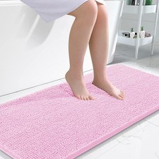 OLANLY Large Bathroom Rugs 45x27, Extra Soft Absorbent 45" X 27", Pink