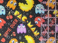 Custom 100% Cotton Woven Fabric Pac Man Classic Video Game 1/4 Yard 9x56 