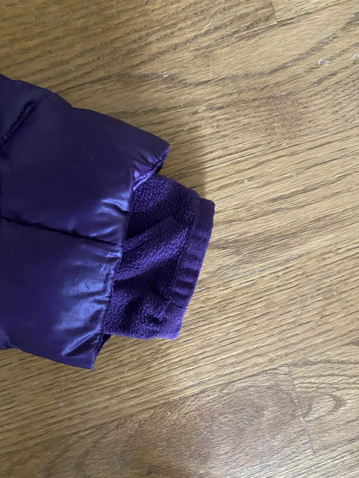 Lands End Girls Size S (4) Long Down Puffer Coat, Plum Purple Hooded Lightweight - Image 3 of 4