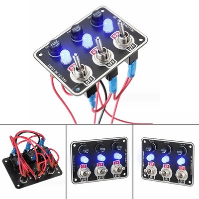 3 Gang Metal Rocker Switch Panel w/ LED Circuit Breaker Fuse Box Car Marine Boat