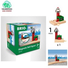 Sustainable Wooden Magnetic Bell Signal - Safe Addition to Toy Train Set, 3 