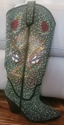 Womens Western Cowgirl Boots With Rhinestones Embellished