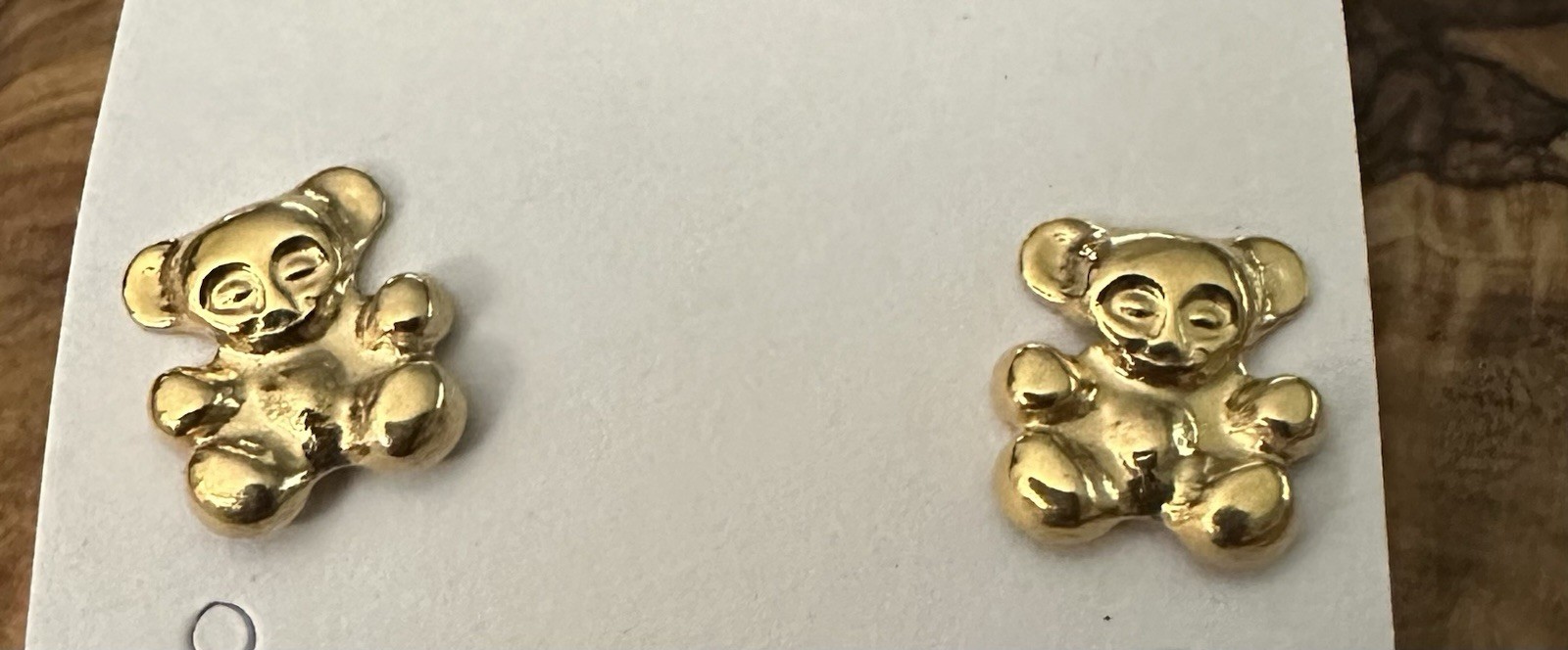 Tiny Gold Tone Teddy Bear Stud Post Back Earrings - image 3