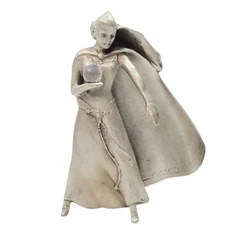 1987 Hudson Pewter Sorceress Woman Figurine With Crystal Ball USA 4198