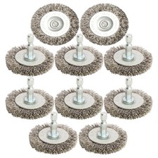10Pcs 2" Stainless Steel Wire Wheel Brushes Kit for Drill with 1/4-Inch Hex Shan