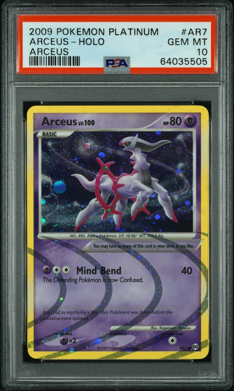 2009 Pokemon Platinum Arceus #AR7 Arceus Rare Holo GEM MINT PSA 10