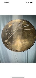 Antique Heintz Art Metal Shop AMS Sterling on Bronze Plate 522 Cattail Motif