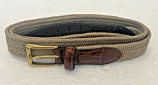 Braided Woven Cotton Belt Cream 38" Waist Medium Genuine Leather