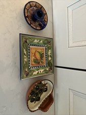 Spanish Tapas Serving Plate Bowl Candle Holder Bundle x 3 Vintage Ceramic