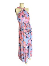 NWT Adrianna Papell Printed Chiffon Halter Gown  Opal Coral Size 4 Maxi Dress