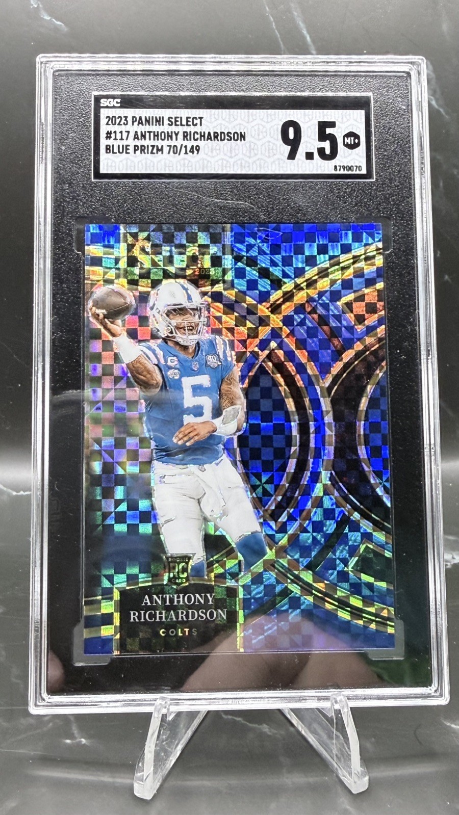 2023 Panini Select - Premier Level Anthony Richardson #117 Blue Prizm /149 (RC)