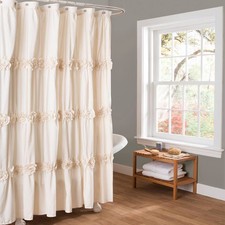 Darla Texture Shower Curtain Ivory - Lush D cor: Elegant Microfiber