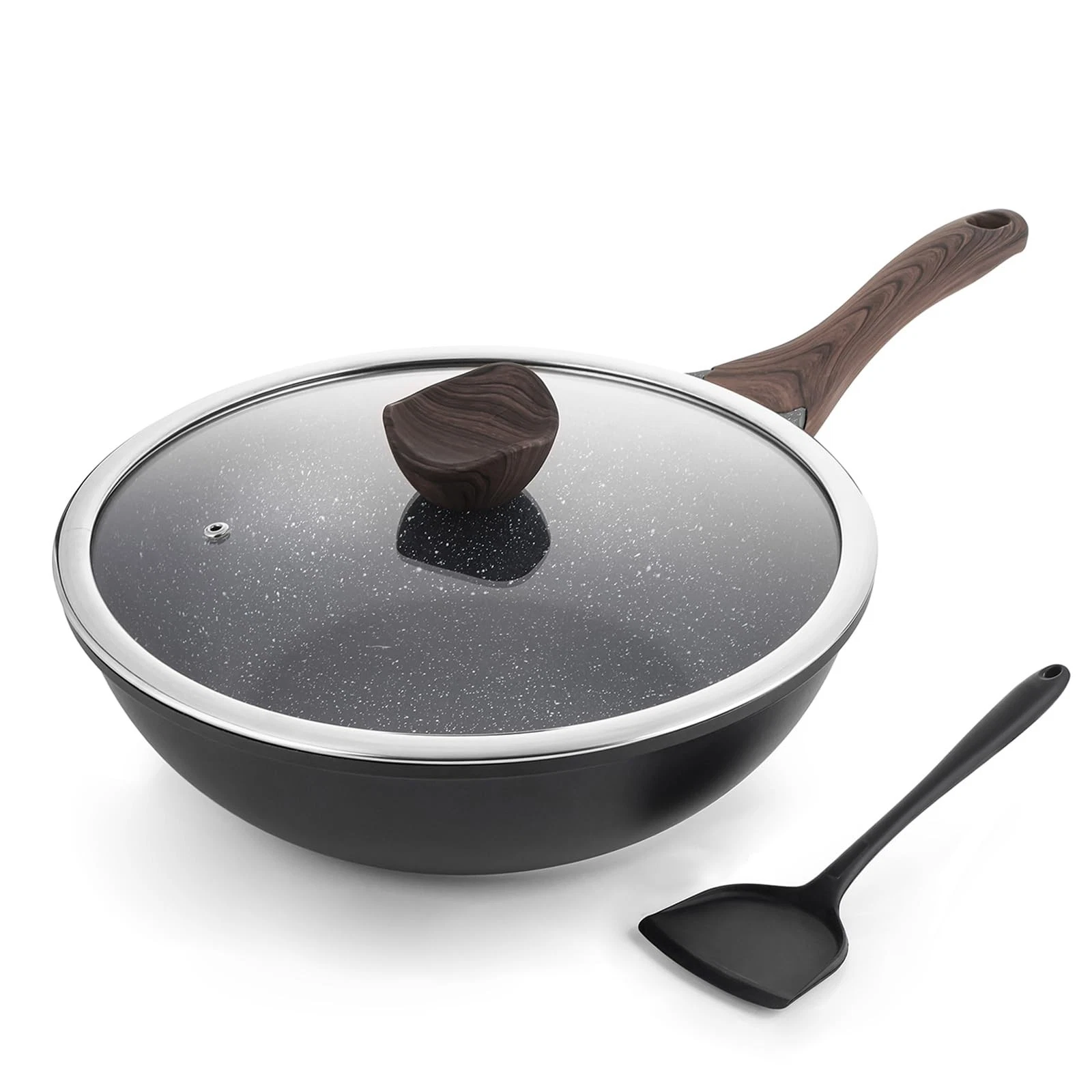Kordisen Non Stick Induction Wok Pan, 30cm Deep Stir-Fry Pans 12 Inch, Black
Opens in a new window o