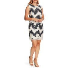 Vince Camuto Floral Lace Chevron Shift Dress Scalloped Hem Coastal Preppy Career