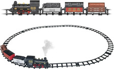 Pista Treno a Vapore per Bambini, Set Ferroviario Elettrico Con Luci, Suoni E Ef