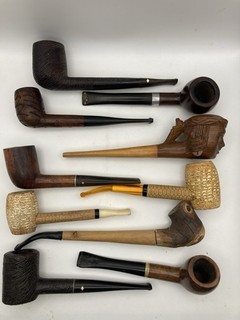 Vintage Job Lot Of 10 Estate Tobacco Pipes Dr Grabow Belvedere LHS Poker