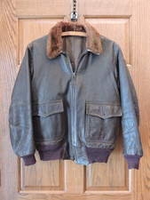 Vintage US Brown Leather Military Flight / Bomber Jacket - late WW2