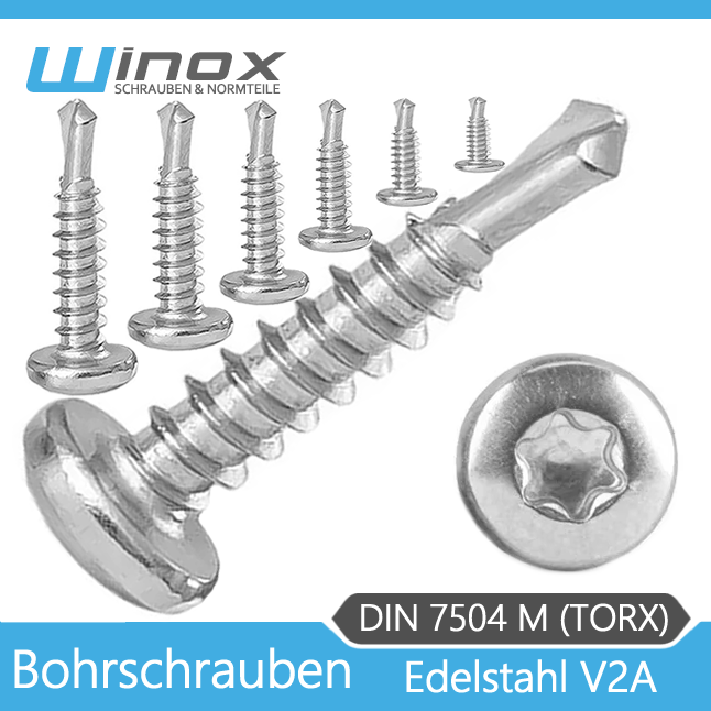 3,9 x 9,5 mm Blechschrauben TORX Flachkopf mit Scheibe schwarz verzinkt