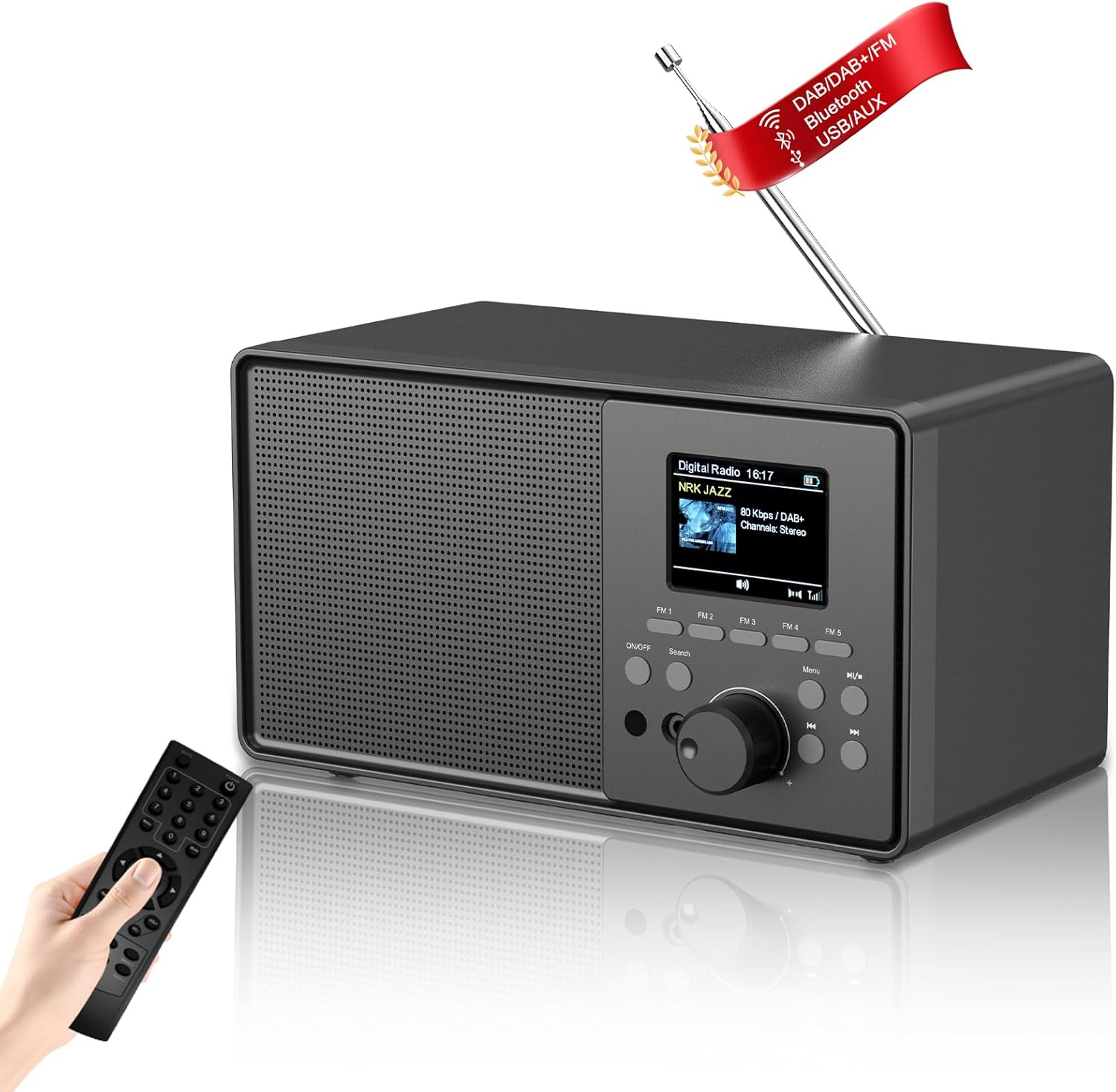 Radio Cucina Vintage Bluetooth DAB+ Legno con Radiosveglia Doppia