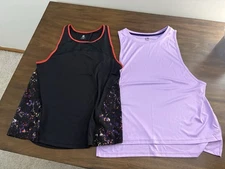 Champion Set Of 2 Womens XL Tank Tops Black Red Purple Workout Gym EUC B6