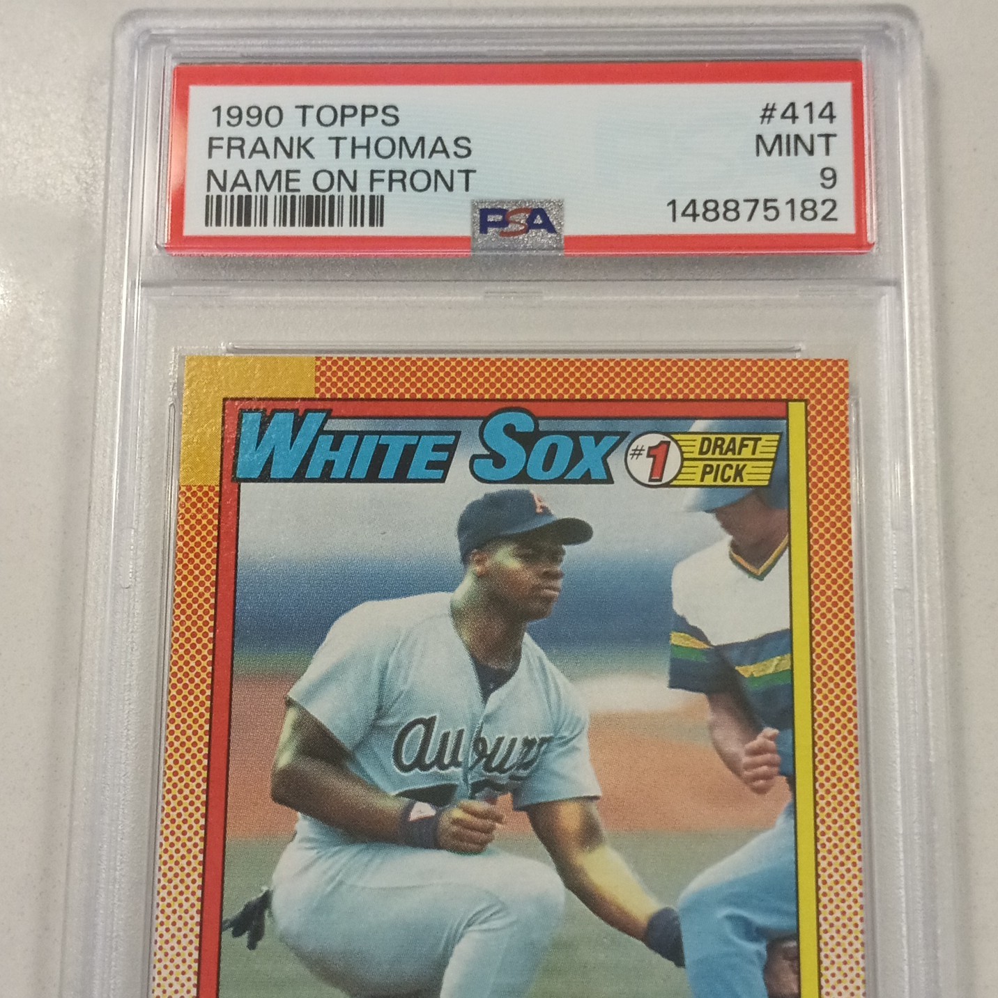 1990 Topps Name on Front Frank Thomas #414 (RC) PSA 9 White Sox