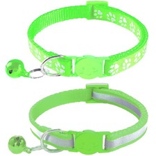 Breakaway Cat Collars 2 Pack Bells Reflective Paw Print Safety Buckle Adjustable
