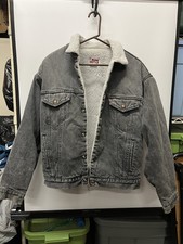 Vtg Levis Black Denim Trucker Jacket Sherpa Lined Type 3 Made In USA Mens Med
