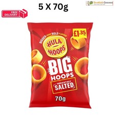 Hula Hoops Big Hoops Ready Salted Crisps 5 x 70g Large Size Crunchy Snack Bags