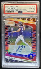2024 Absolute JJ McCarthy Signature Rookies RC Red Spectrum Auto #/100 PSA 10