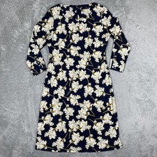 Tommy Hilfiger Dress Womens 8 Blue Floral Fit & Flare 3/4 Sleeve Knee Length