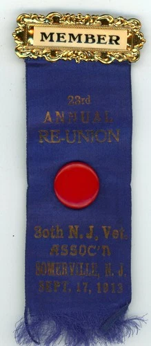 G.A.R. - Grand Army of the Republic – GAR 30 New Jersey Infantry 1913 Badge