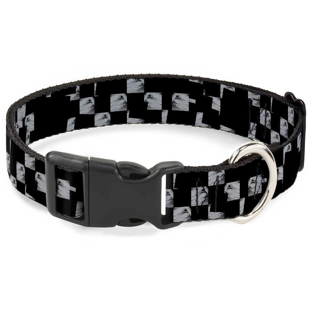 Plastic Clip Collar Scribble Checker Black/White NARROW-Medium 8.5-12