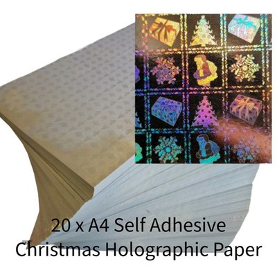 20 x A4 holographisches selbstklebendes Papier Weihnachtsthema AM281