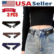 3 Pack No Buckle Elastic Belt For Jeans Invisible Waistband No Bulge