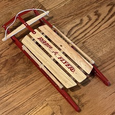 Small/ Miniature Wood Metal Radio Flyer Sled Little Red Wooden Sled Toy 16
