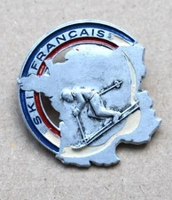 insigne, broche, médaille, école " Ski Français ", vintage