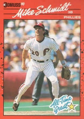 1990 Donruss #643 Mike Schmidt With Period after Inc. Philadelphia Phillies HOF