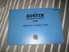 Austin Metropolitan Service Parts List Original VGC