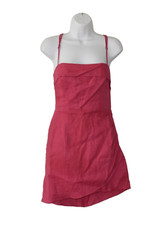 A6 NWOT REFORMATION Pink Linen Faux Wrap Skirt Open Back Mini Dress Size 8