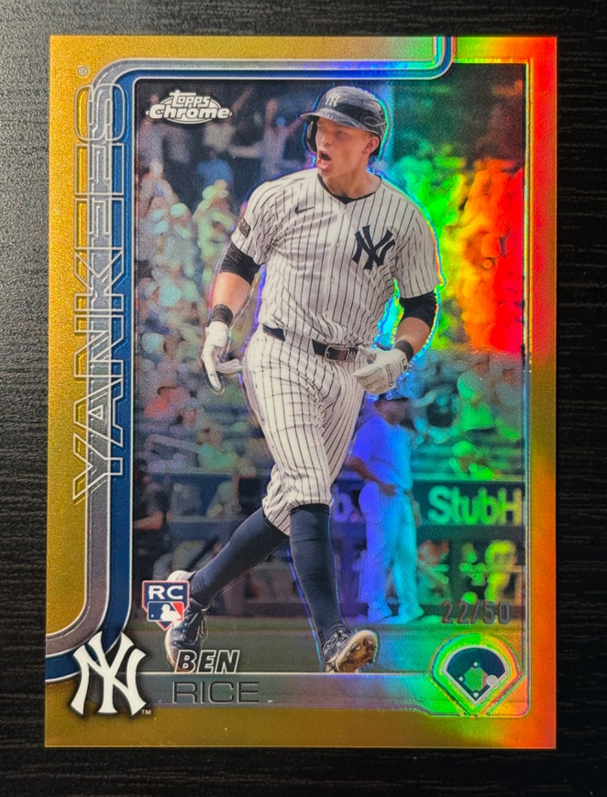 2025 Topps Chrome - Ben Rice #139 Gold Refractor 22/50 (RC) JERSEY MATCH