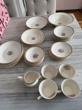 Vintage Royal China 36 Piece Set 22K Etch Gold Floral