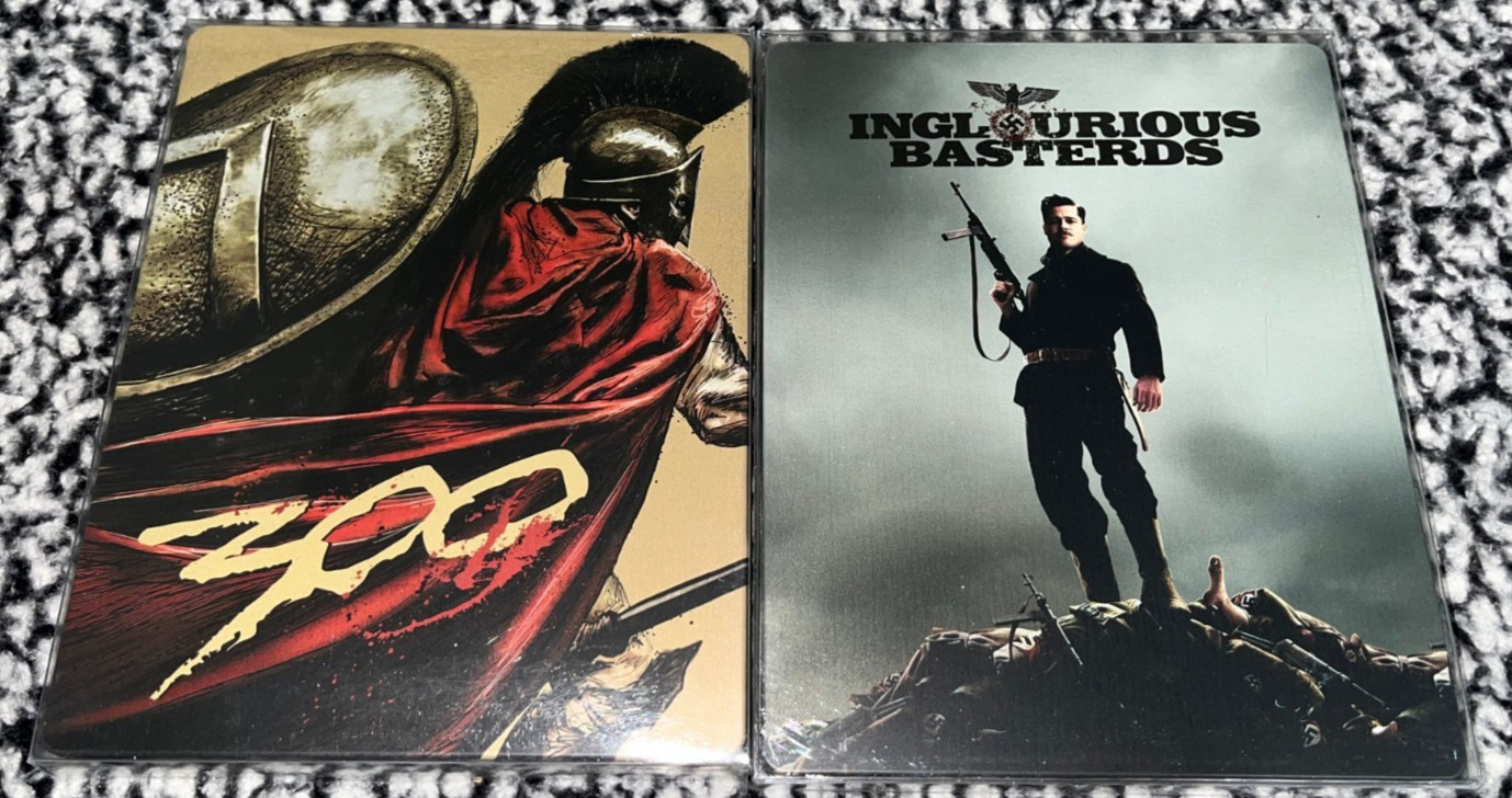 Lot of 2 300 & Inglourious Basterds 4K UHD Blu-Ray Steelbook w/Protector