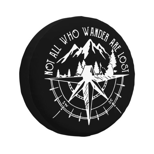 Compass Rose Spare Tire Cover with Backup Camera Hole Not Who Wander are Lost...