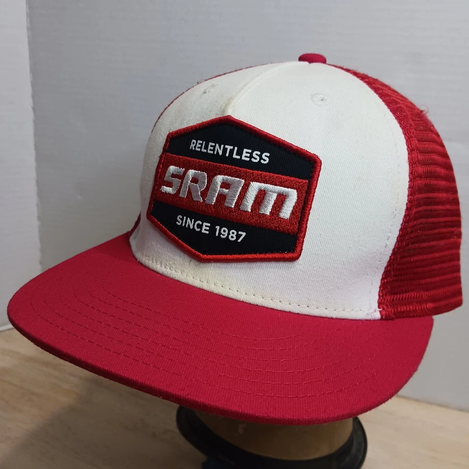 SRAM Trucker Hat Cap Red White SnapBack Mesh Cycling Bicycle Relentless - Image 3 of 4