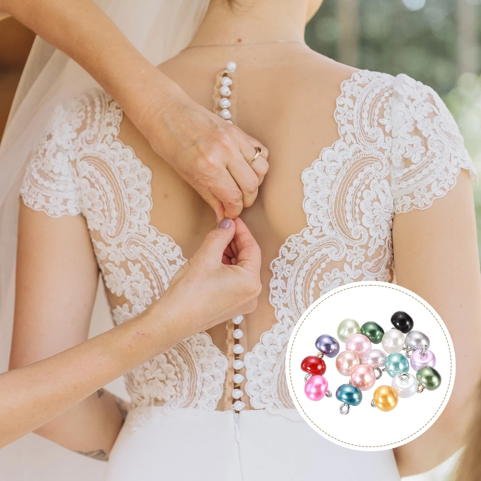 24 botones redondos de perlas de imitación de 10 mm con vástago de metal para coser hágalo usted mismo botón, púrpura claro Foto 4 de 4