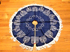 Blue Hanukkah Christmas Tree Skirt 36In, Happy Hanukkah Decor NEW