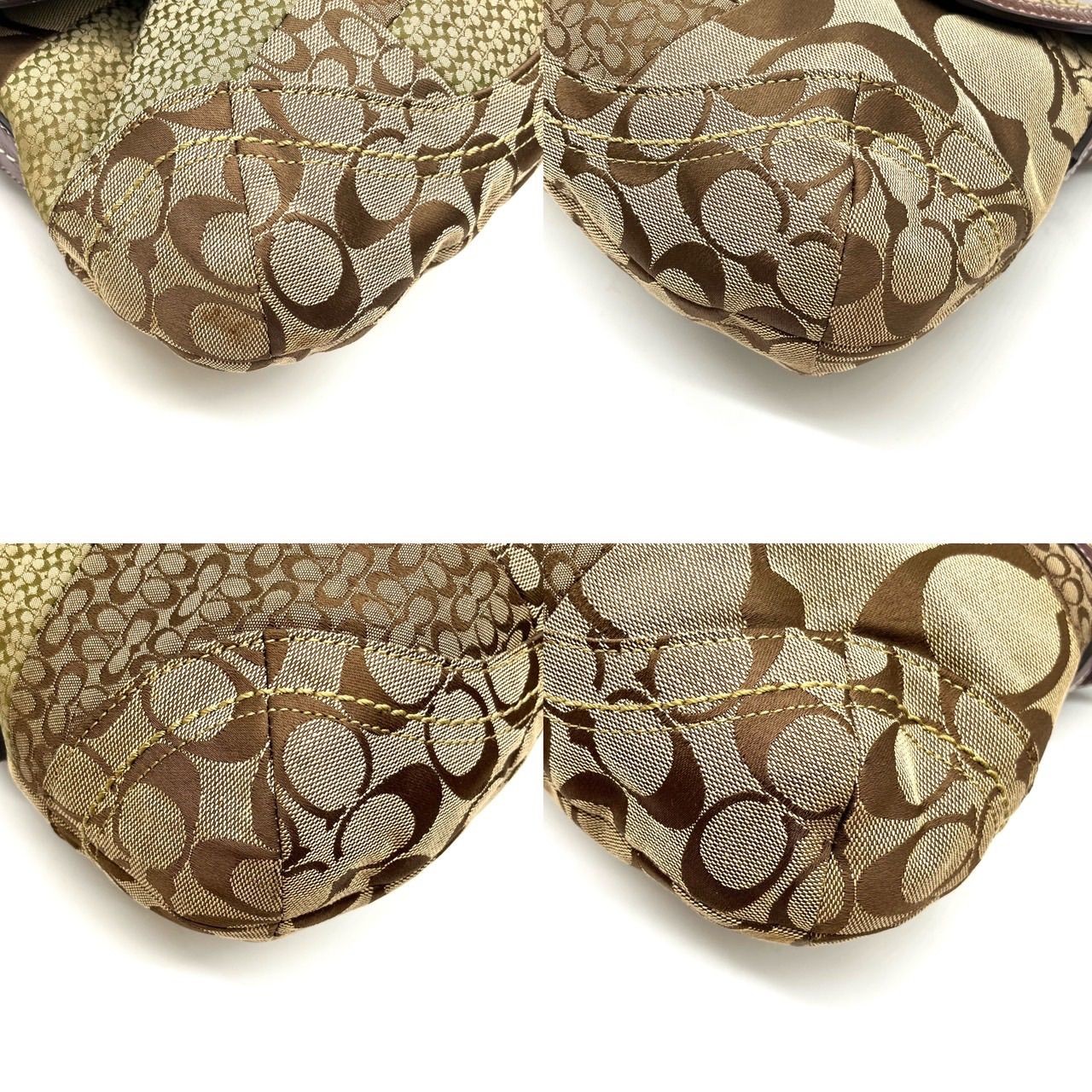 Good condition COACH Y2K patchwork brown beige si… - image 7