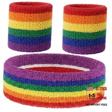 3 Pieces Neon Sweatbands Wristband Headband Set, 80s/90s Outfits for Multicolor