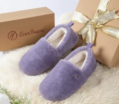 EverFoams Shock Absorption Quilted MEMORY FOAM HAUSSCHUHE Kunstfell Anti Rutsch NEU